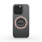 Cherry Mocha Houndstooth Ring Holder — on phone, back view