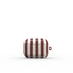 Cherry Mocha Stripes Apple AirPods Tough Case — angled view