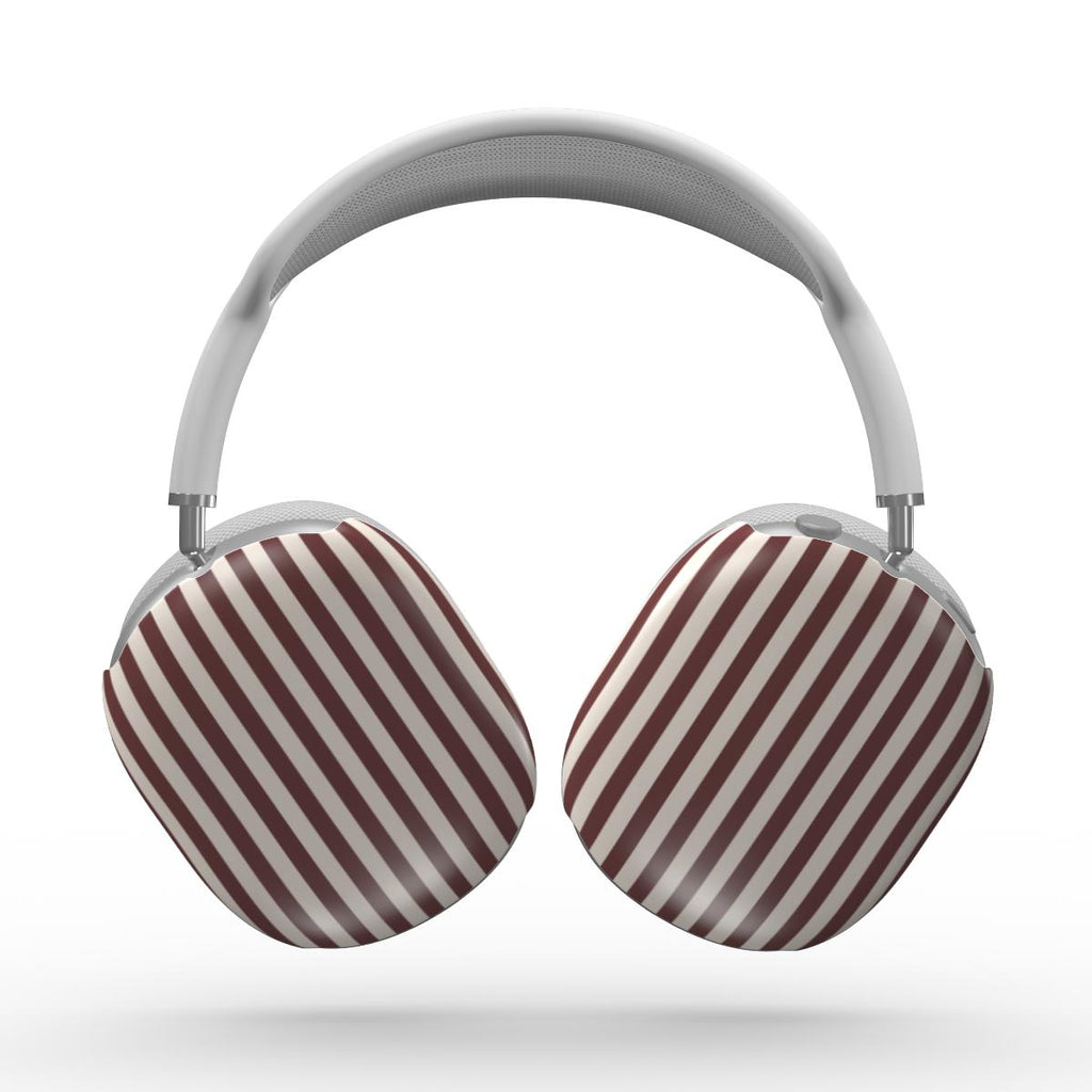 Cherry Mocha Stripes Apple AirPods Max Tough Case — angled view