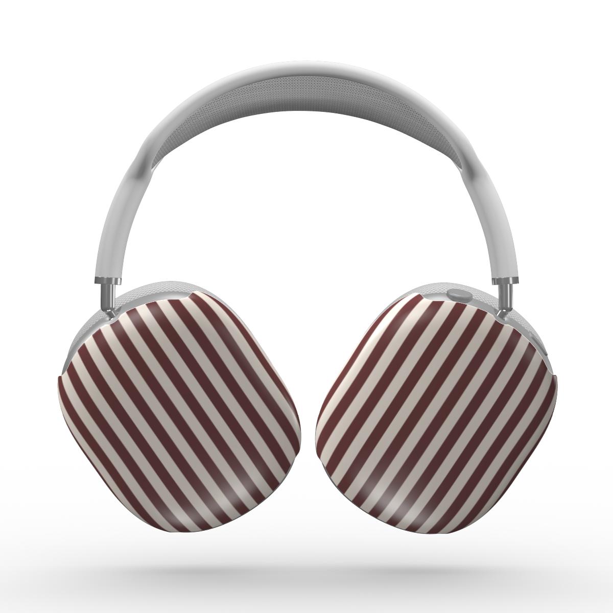 Cherry Mocha Stripes Apple AirPods Max Tough Case — angled view