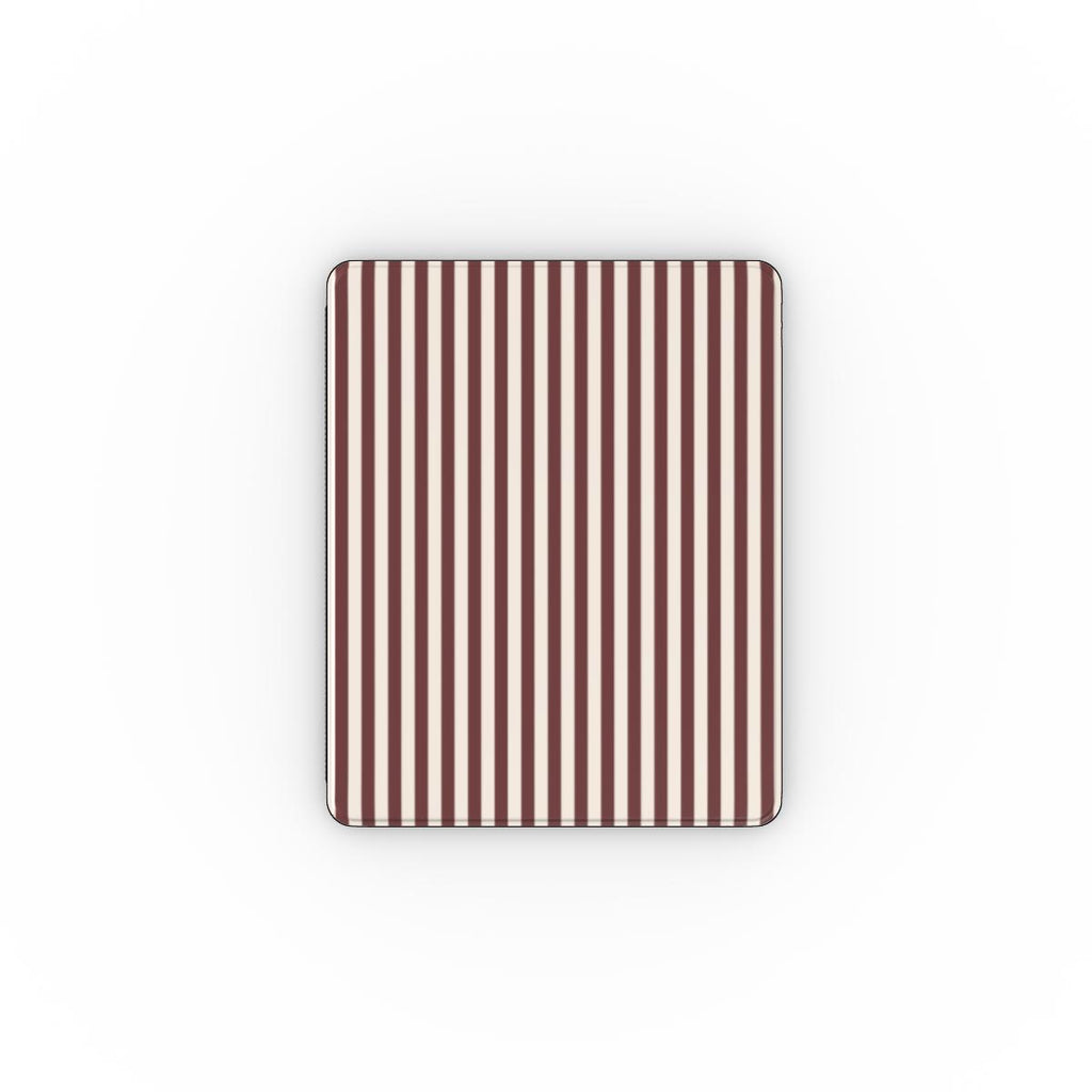 Cherry Mocha Stripes Apple iPad Case — full view, full back print