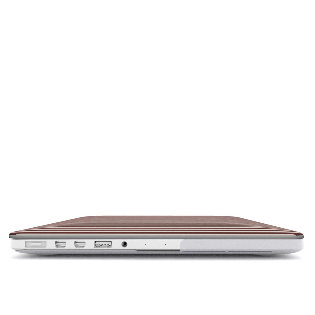 Cherry Mocha Stripes MacBook Case — angled view