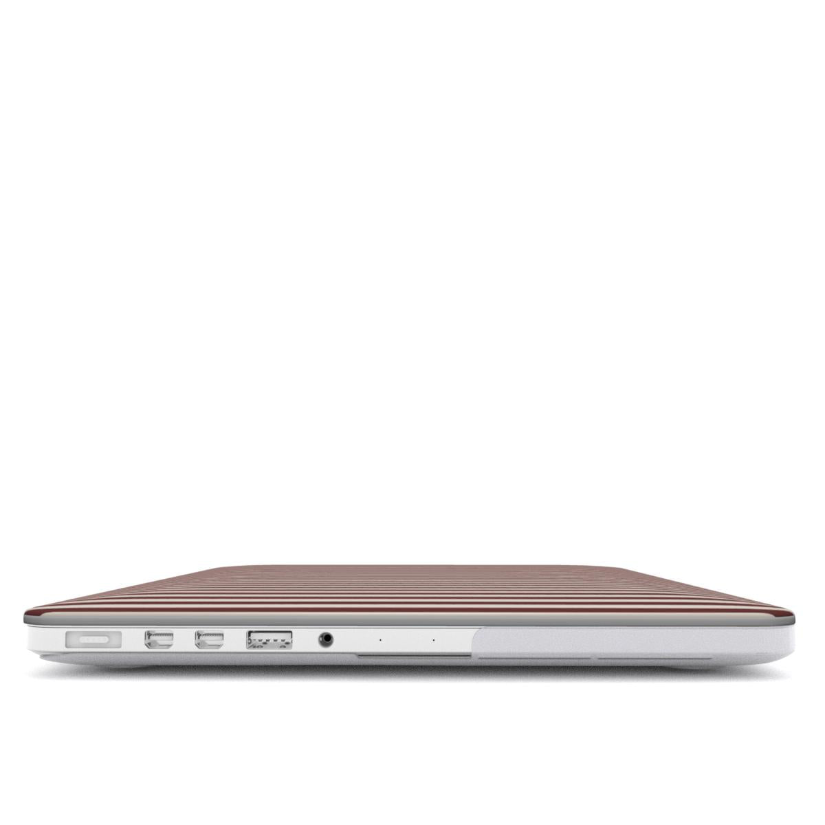 Cherry Mocha Stripes MacBook Case — angled view