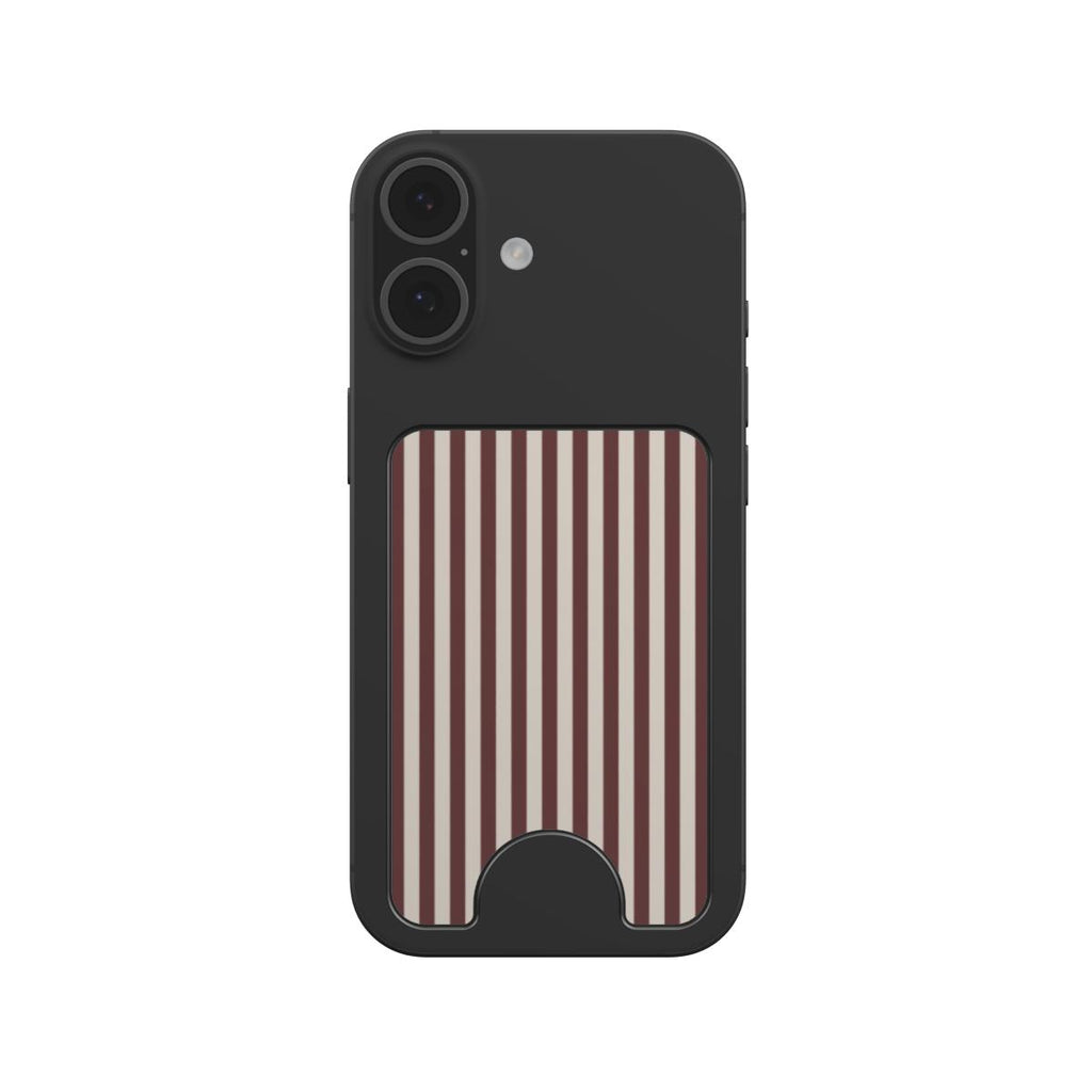 Cherry Mocha Stripes Magnetic Wallet — angled view