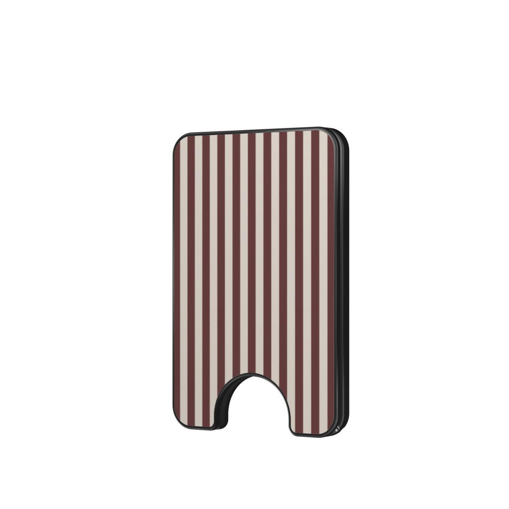 Cherry Mocha Stripes Magnetic Wallet — full view, front print