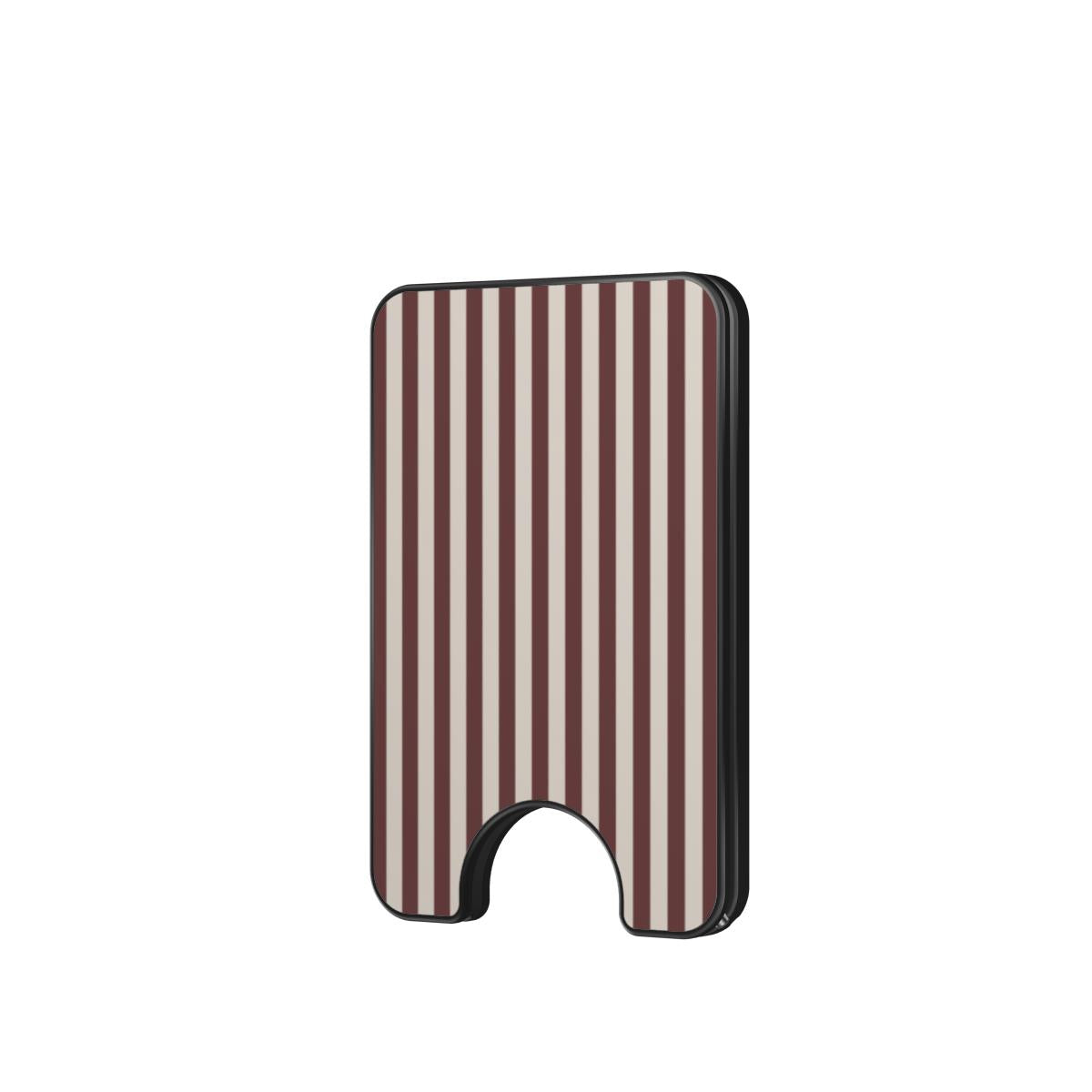Cherry Mocha Stripes Magnetic Wallet — full view, front print