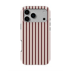 Cherry Mocha Stripes phone case — back view, full print