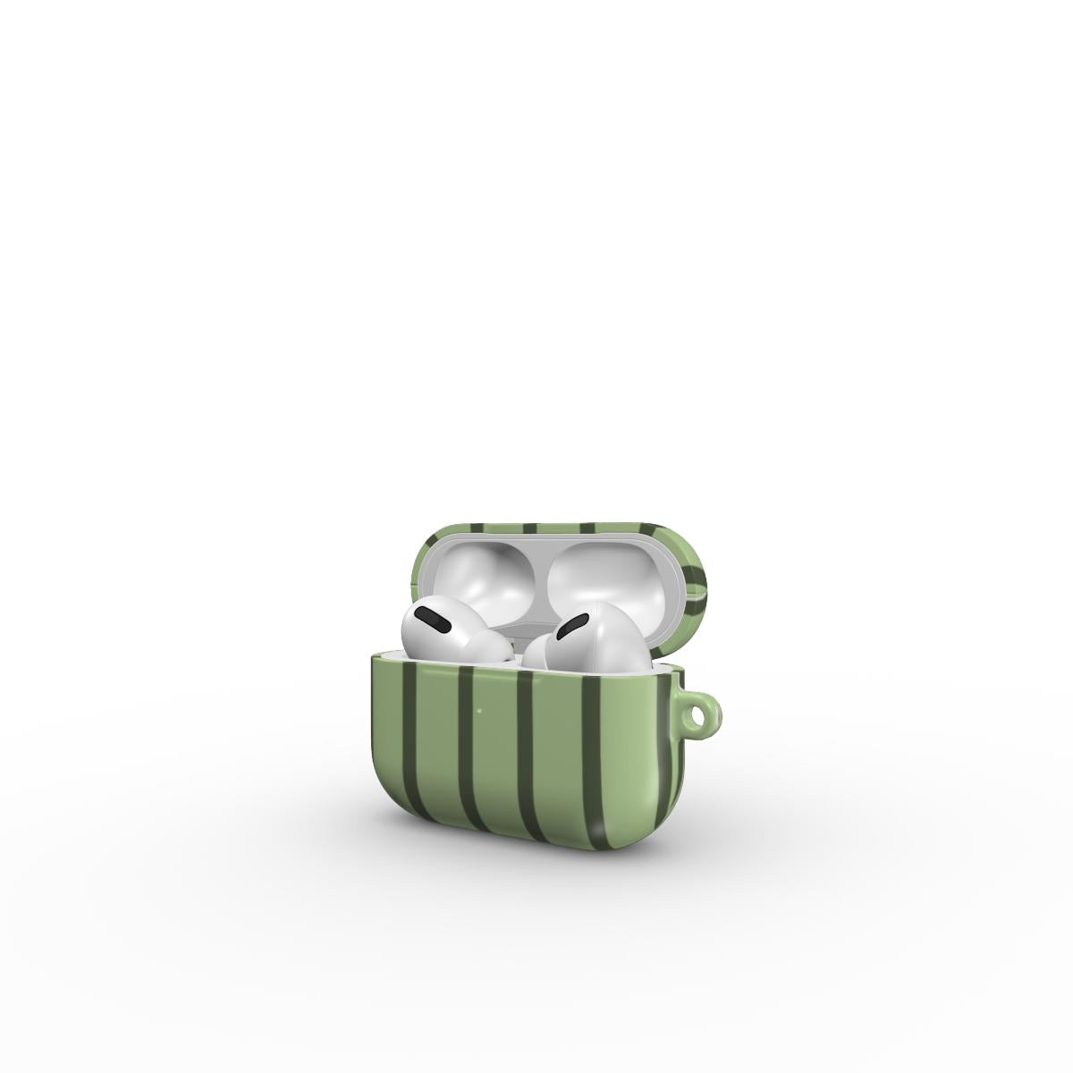 Chocomint Green Stripes Apple AirPods Tough Case, 3D product render