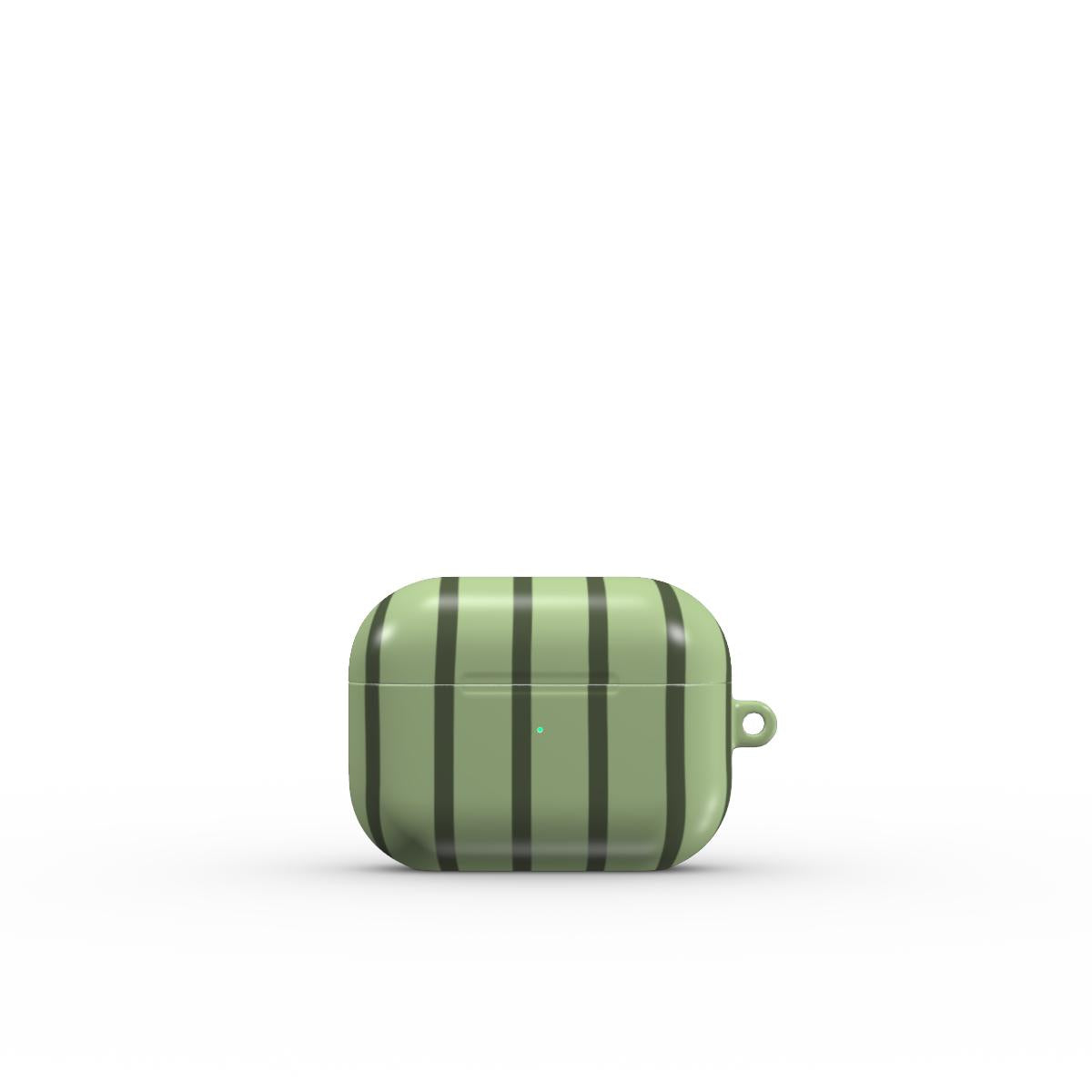 Chocomint Green Stripes Apple AirPods Tough Case, 3D product render