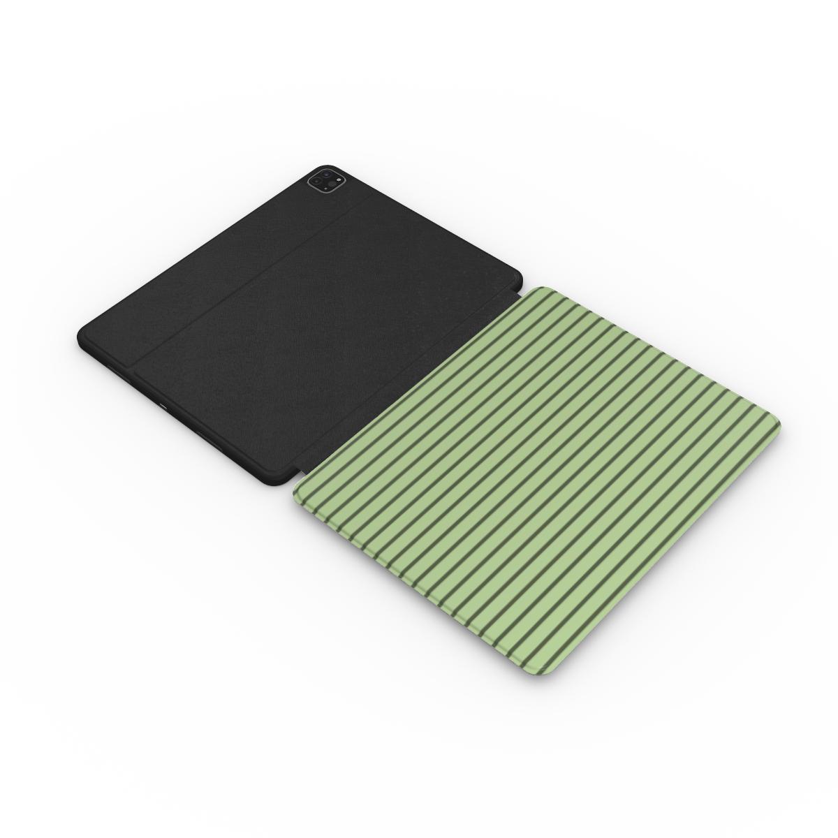 Chocomint Green Stripes Apple iPad Case, 3D product render