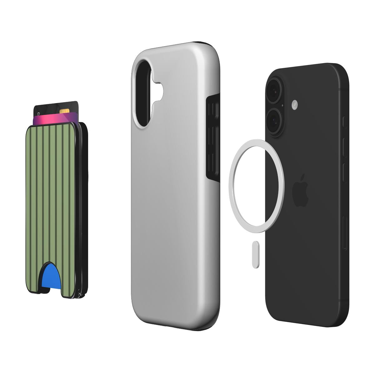 Chocomint Green Stripes Magnetic Wallet, 3D product render