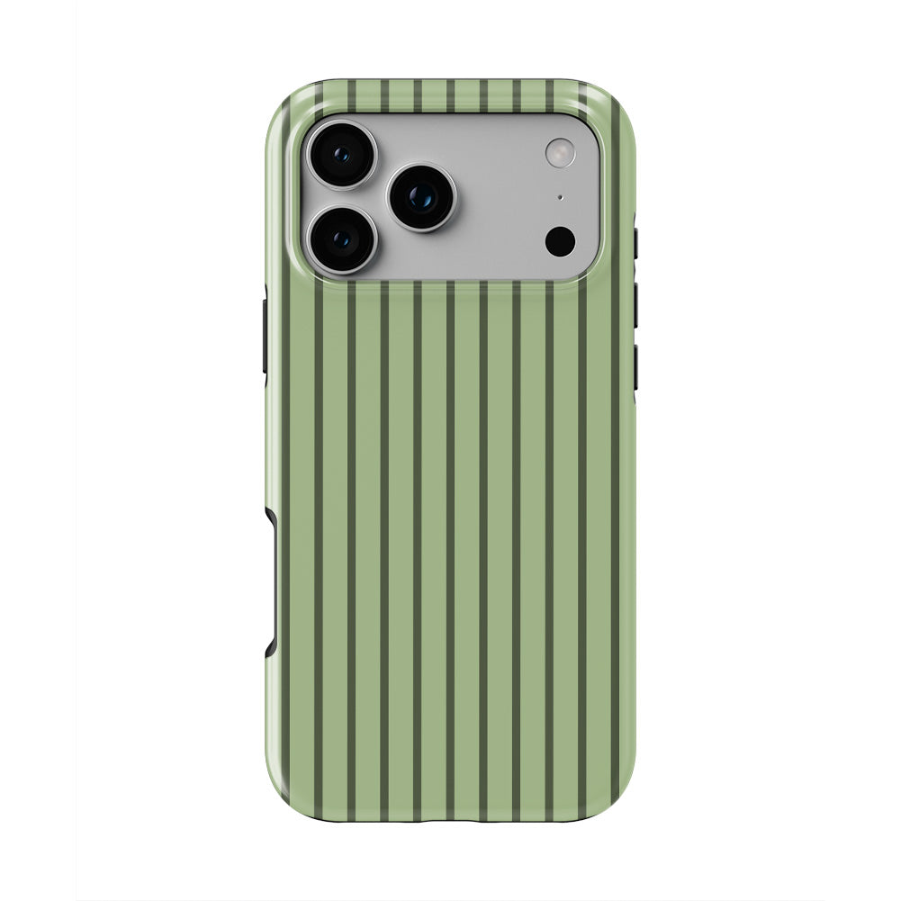 Chocomint Green Stripes phone case — back view, full print