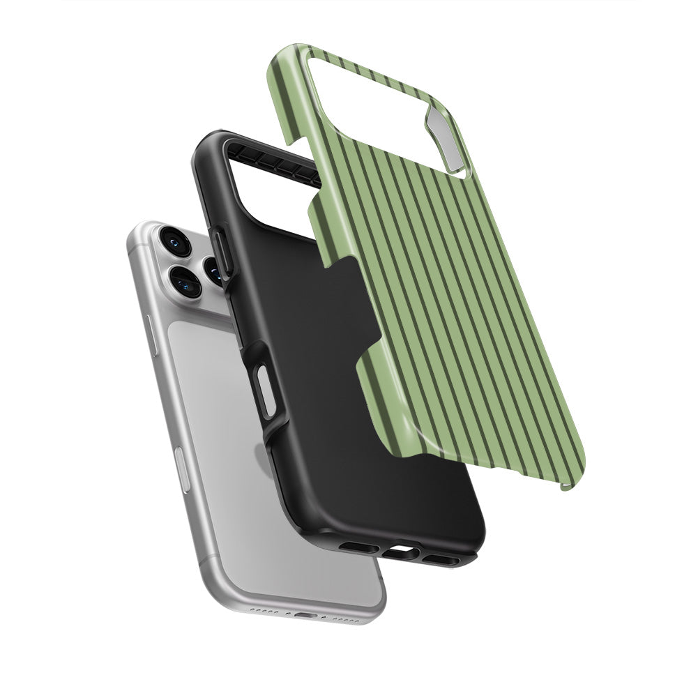 Chocomint Green Stripes Tough Phone Case — hard outer shell and inner liner separated