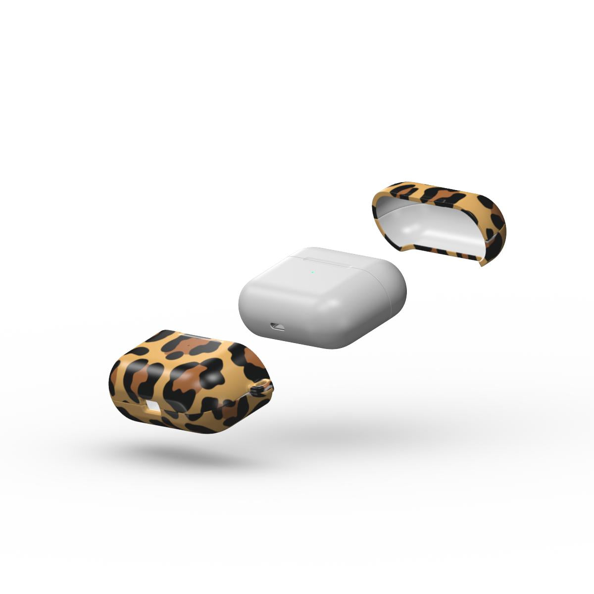 Classic Brown Leopard Apple AirPods Tough Case, 3D product render