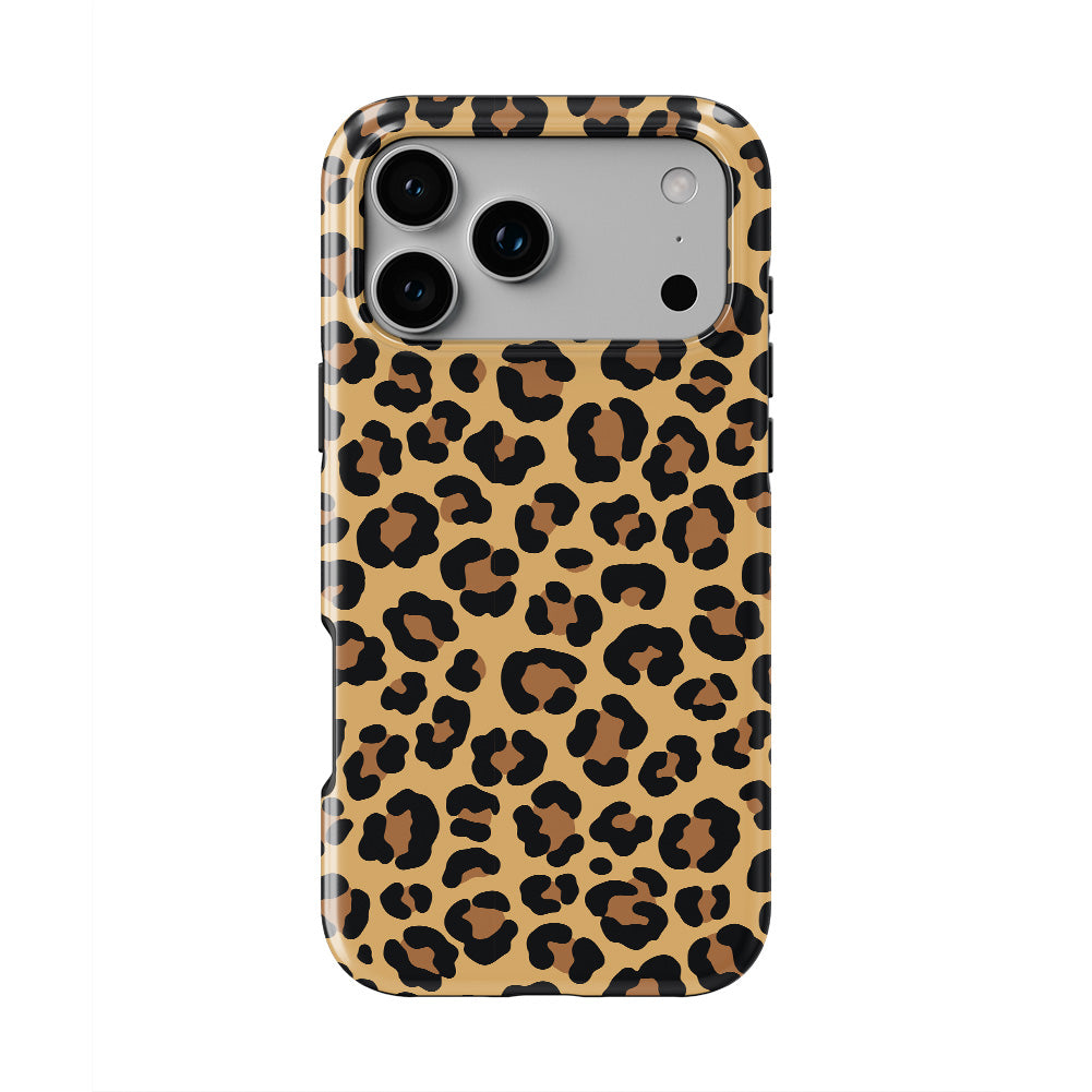 Classic Brown Leopard phone case — back view, full print