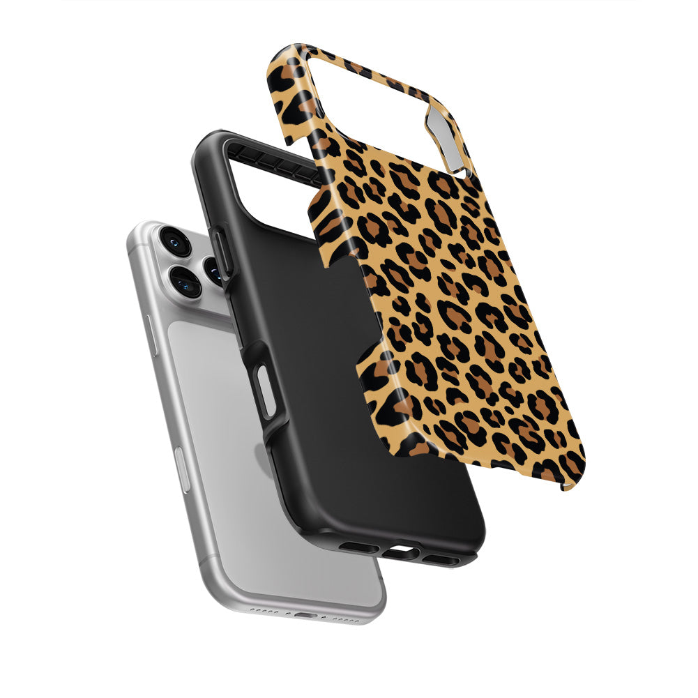 Classic Brown Leopard Tough Phone Case — hard outer shell and inner liner separated