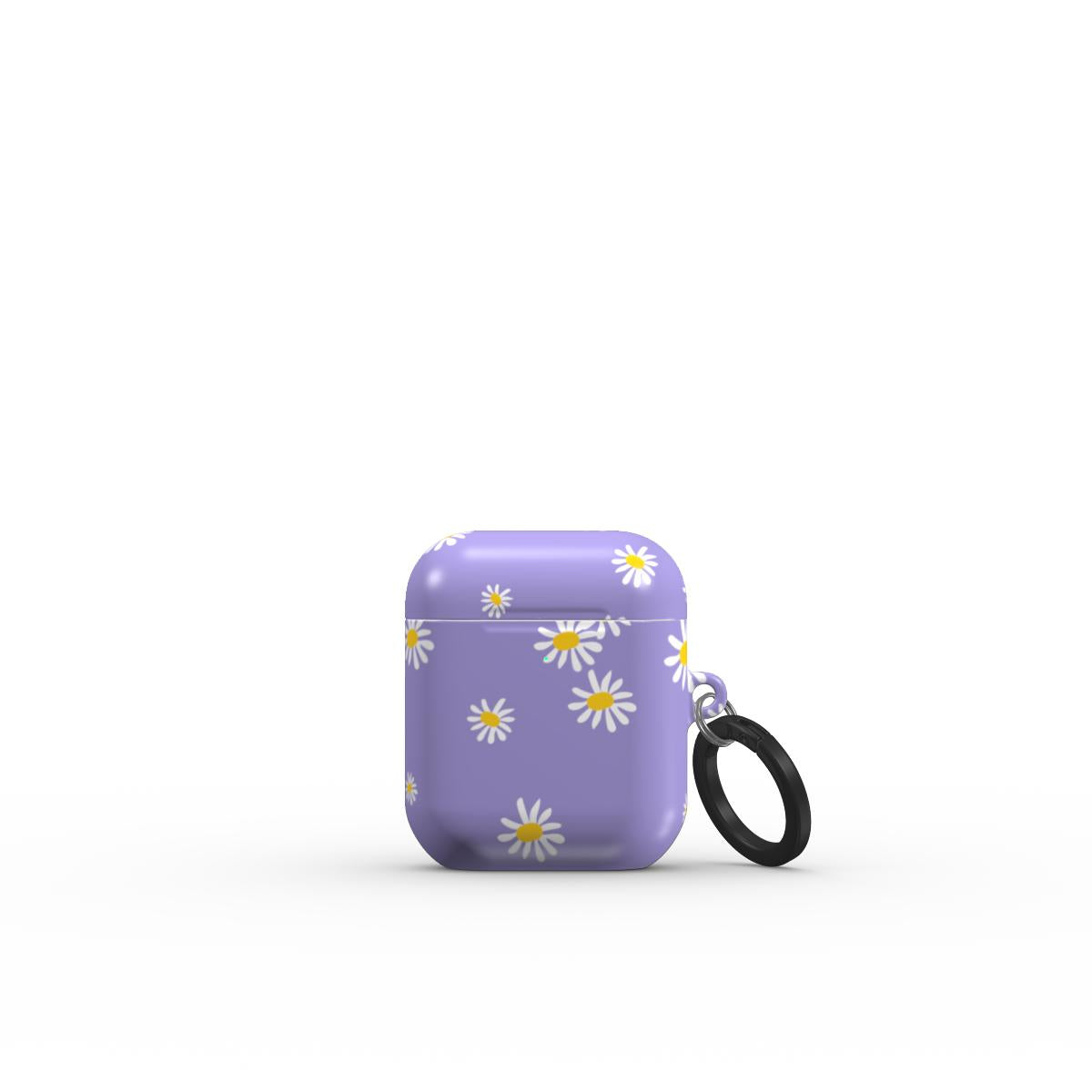 Daisy Ann Purple Floral Apple AirPods Tough Case, 3D product render