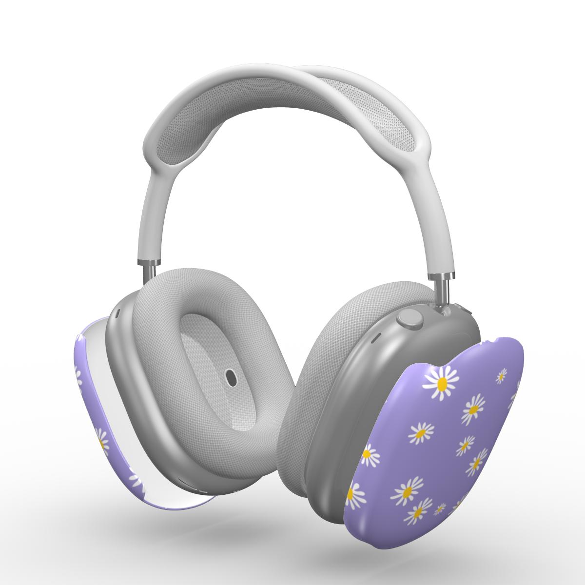 Daisy Ann Purple Floral Apple AirPods Max Tough Case, 3D product render