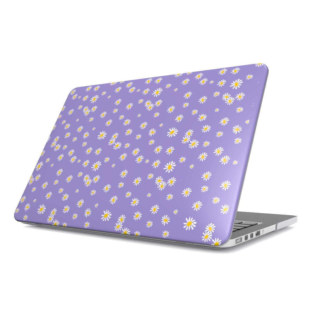 Daisy Ann Purple Floral MacBook Case, 3D product render
