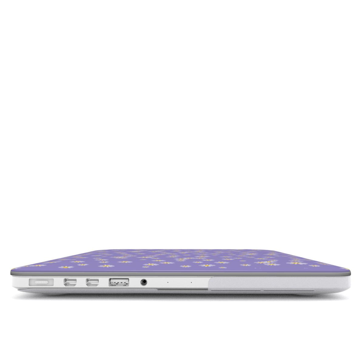 Daisy Ann Purple Floral MacBook Case, 3D product render