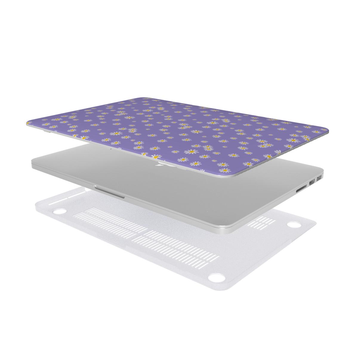 Daisy Ann Purple Floral MacBook Case, 3D product render