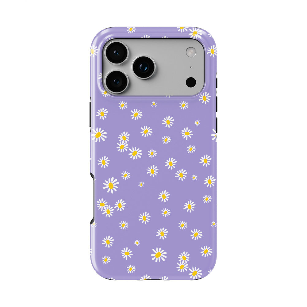 Daisy Ann Purple Floral phone case — back view, full print