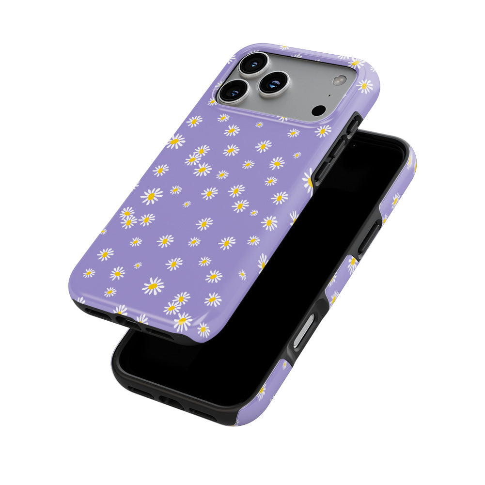 Daisy Ann Purple Floral phone case — front and back