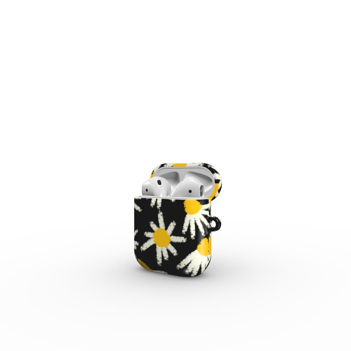 Daisy Raw Black Floral Apple AirPods Tough Case, 3D product render