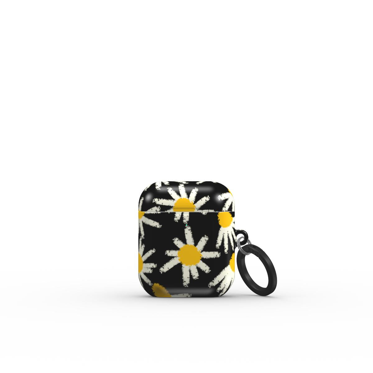 Daisy Raw Black Floral Apple AirPods Tough Case, 3D product render