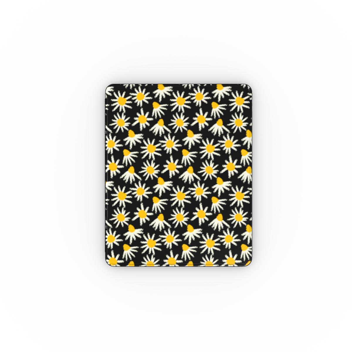 Daisy Raw Black Floral Apple iPad Case, 3D product render