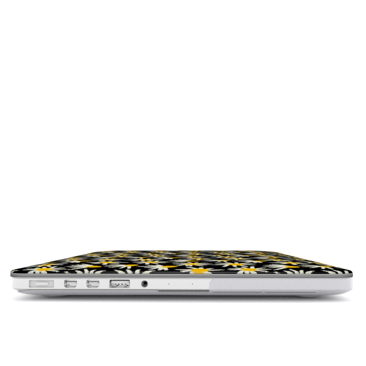 Daisy Raw Black Floral MacBook Case, 3D product render