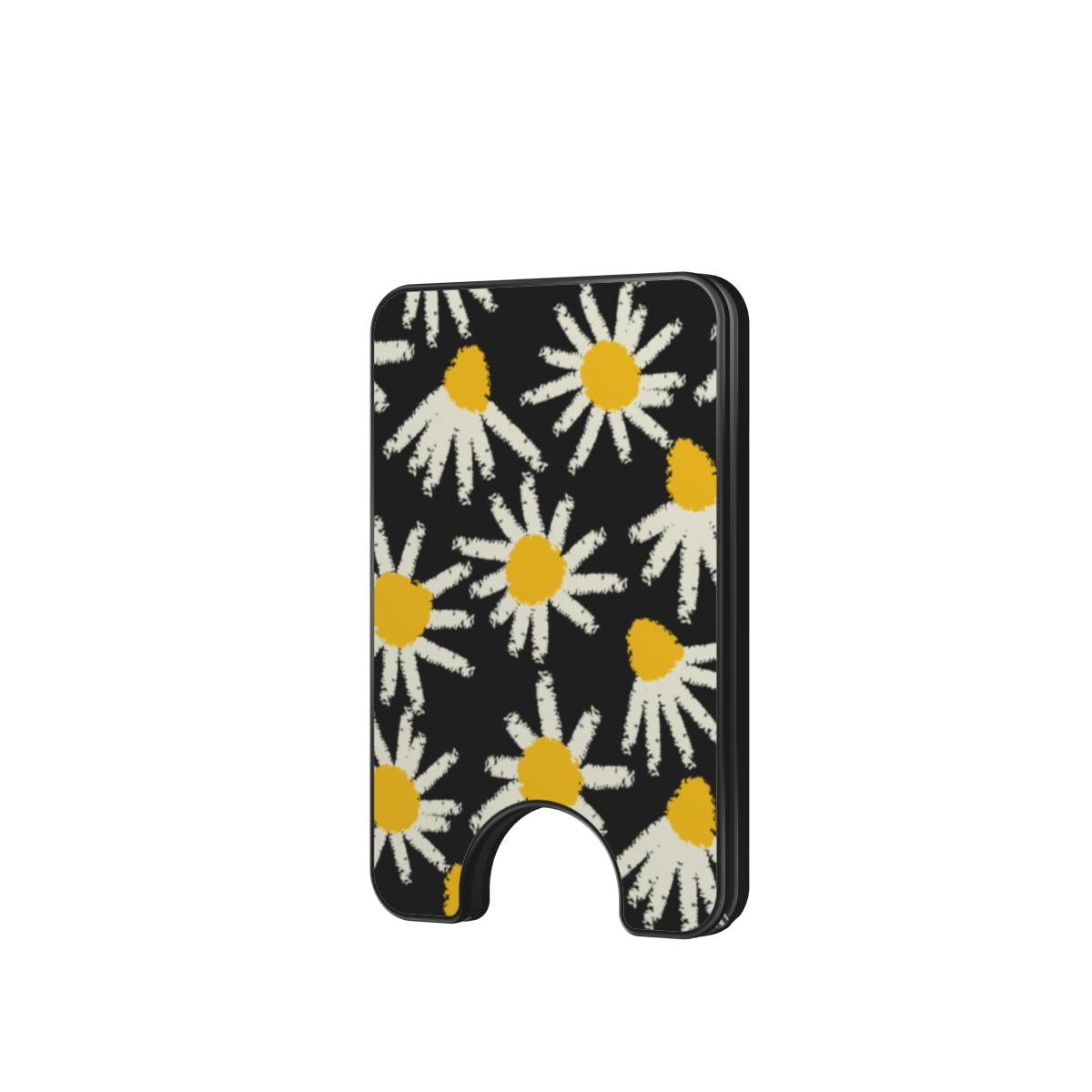 Daisy Raw Black Floral Magnetic Wallet, 3D product render