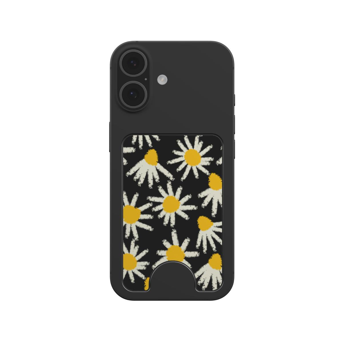 Daisy Raw Black Floral Magnetic Wallet, 3D product render