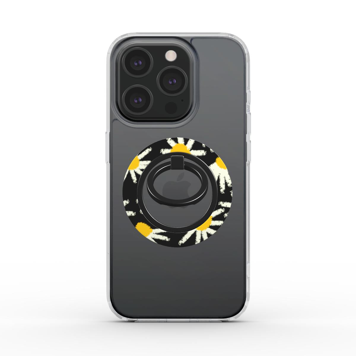 Daisy Raw Black Floral Ring Holder, 3D product render