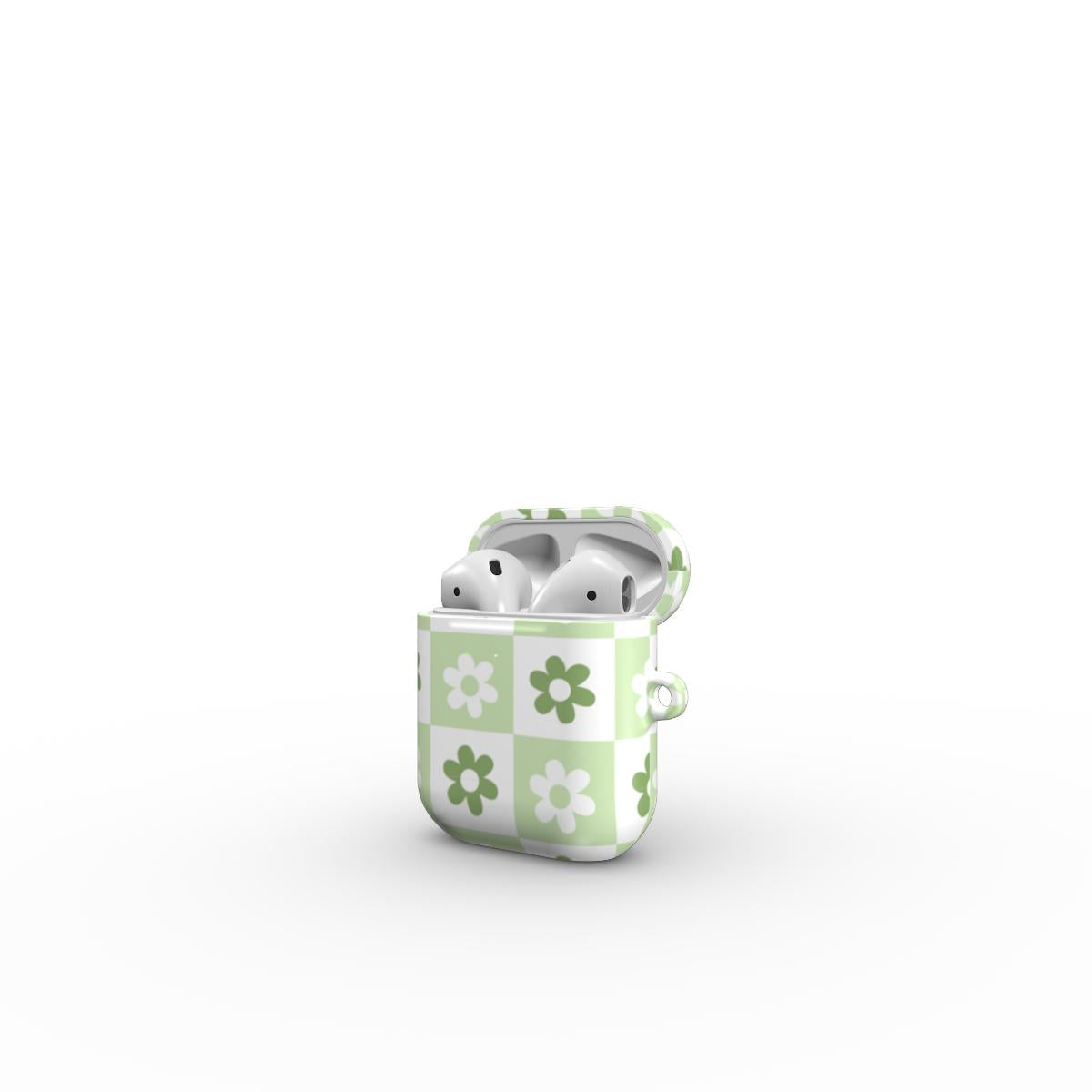 Green Brick Floral Apple AirPods Tough Case, 3D product render