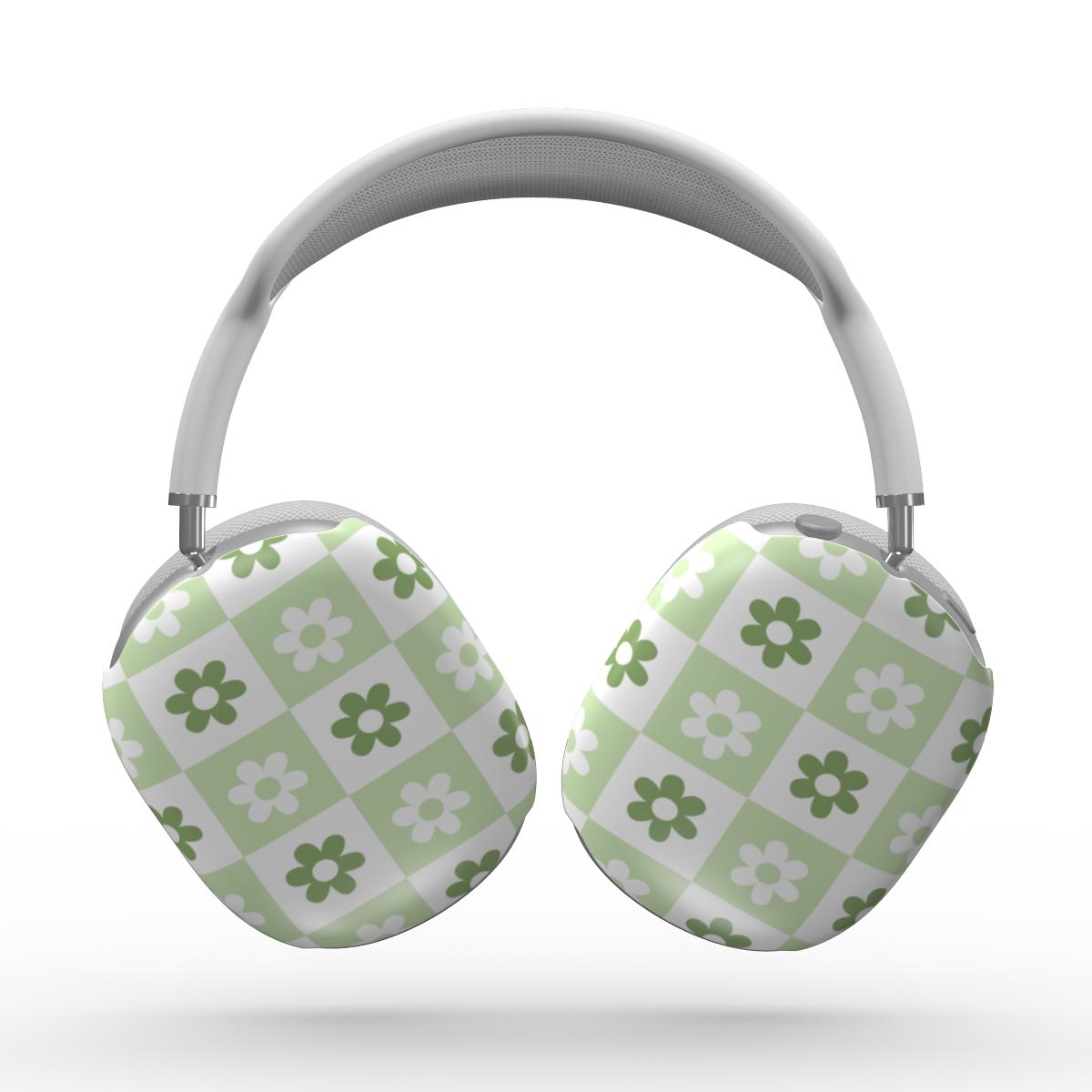 Green Brick Floral Apple AirPods Max Tough Case, 3D product render