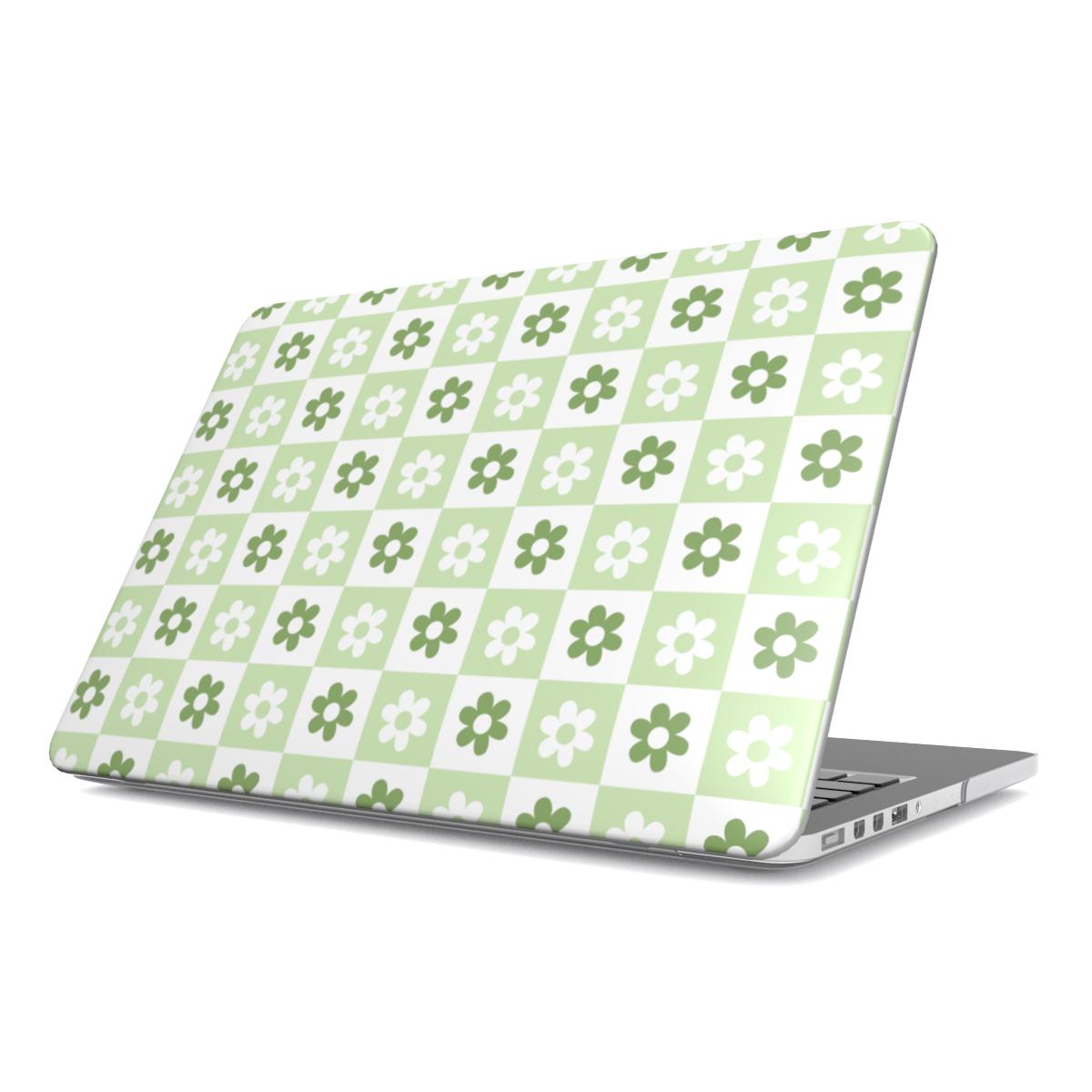 Green Brick Floral MacBook Case, 3D product render