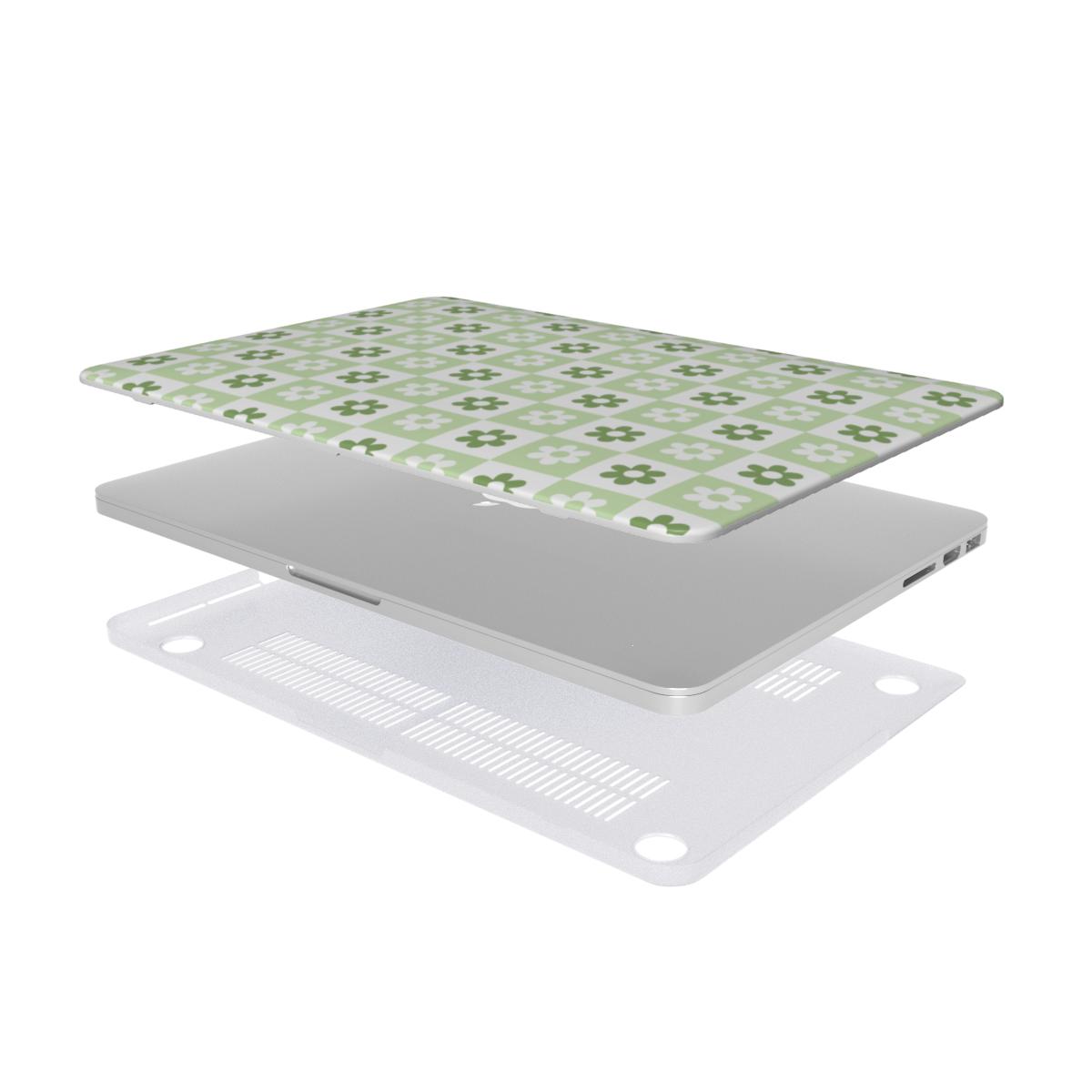 Green Brick Floral MacBook Case, 3D product render