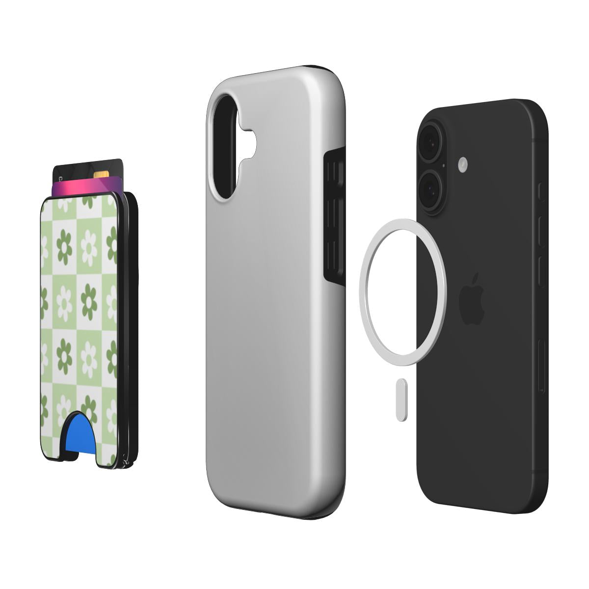 Green Brick Floral Magnetic Wallet, 3D product render
