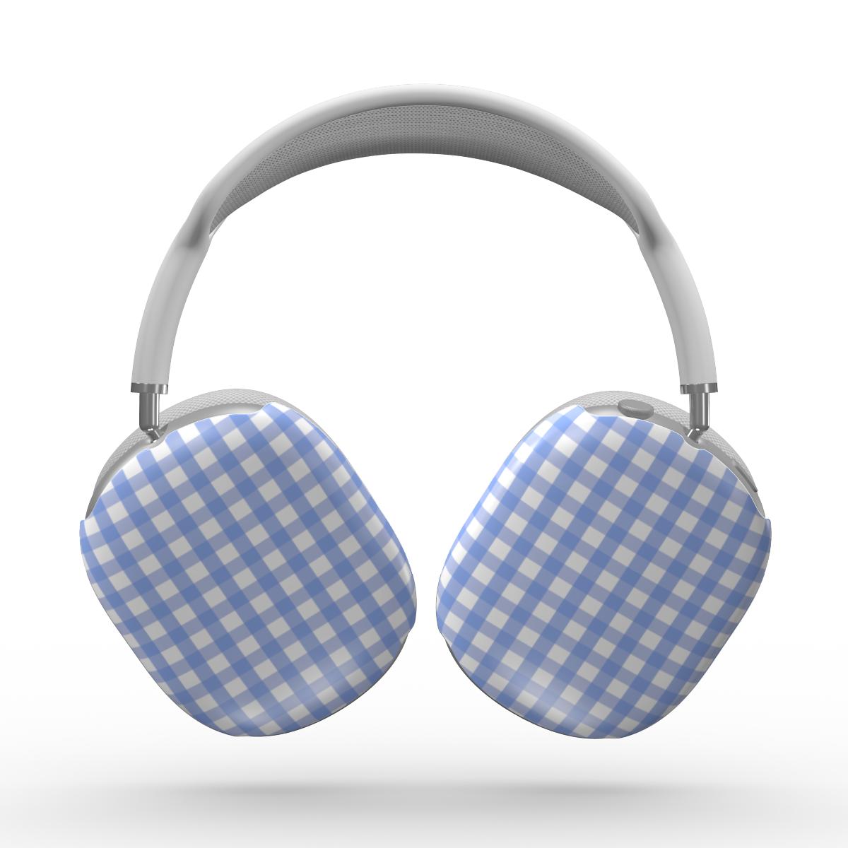 Light Blue Gingham Apple AirPods Max Tough Case, 3D product render