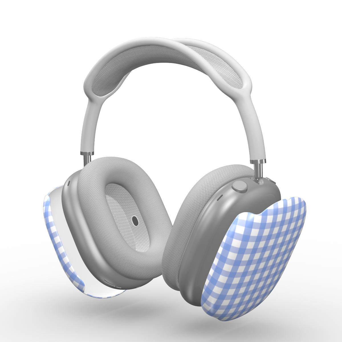 Light Blue Gingham Apple AirPods Max Tough Case, 3D product render