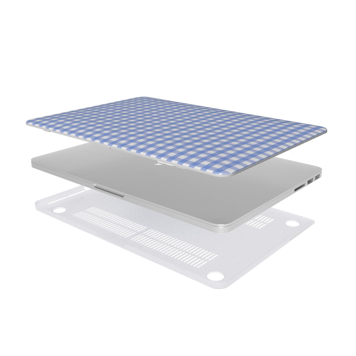 Light Blue Gingham MacBook Case, 3D product render