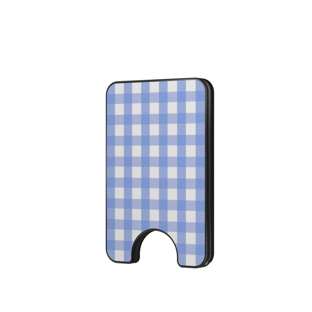 Light Blue Gingham Magnetic Wallet, 3D product render