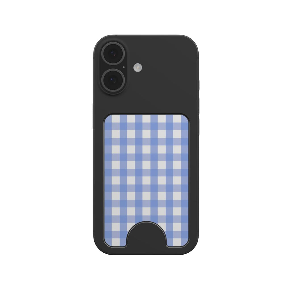 Light Blue Gingham Magnetic Wallet, 3D product render