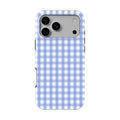 Light Blue Gingham phone case — back view, full print