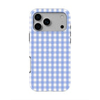 Light Blue Gingham phone case — back view, full print