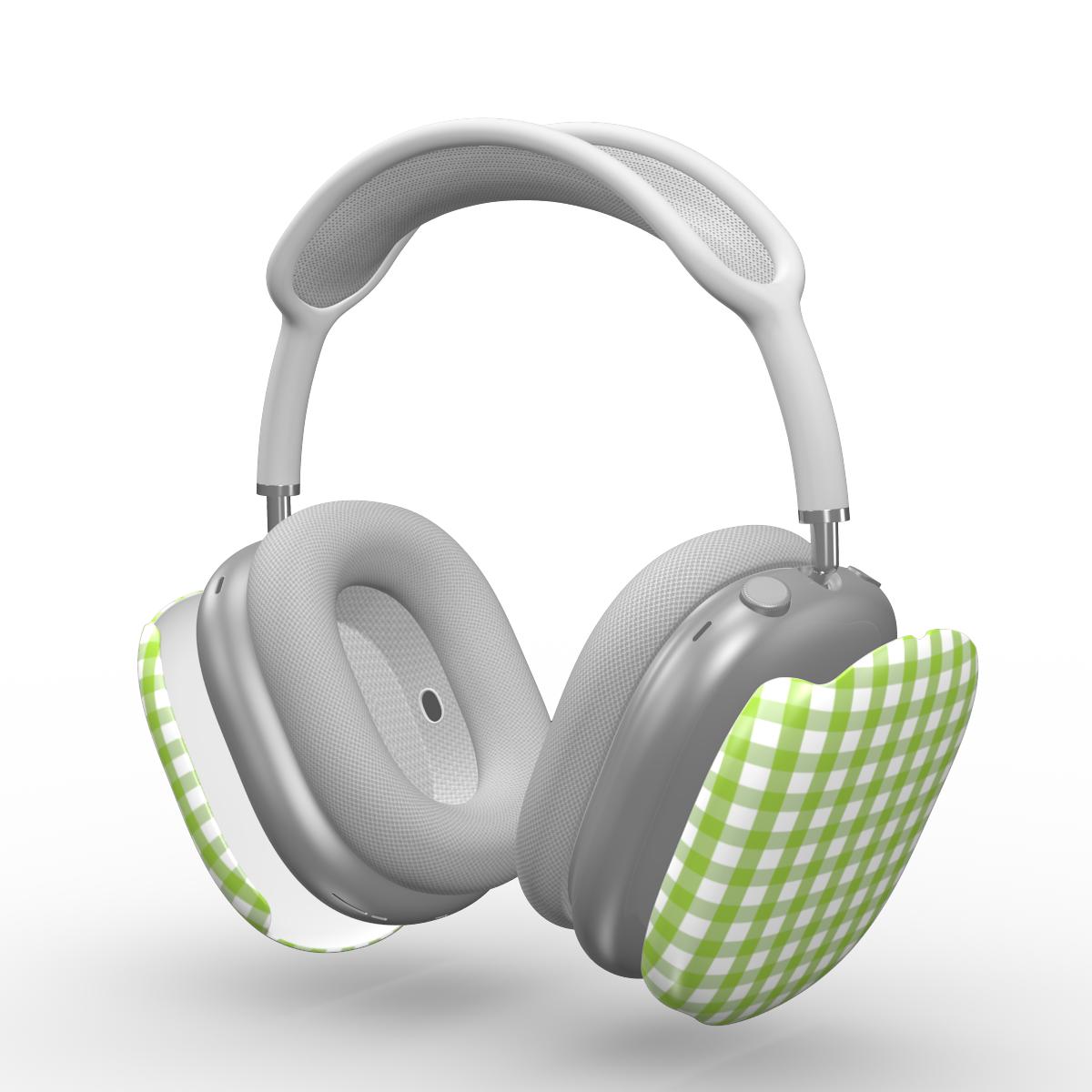 Light Green Gingham Apple AirPods Max Tough Case, 3D product render