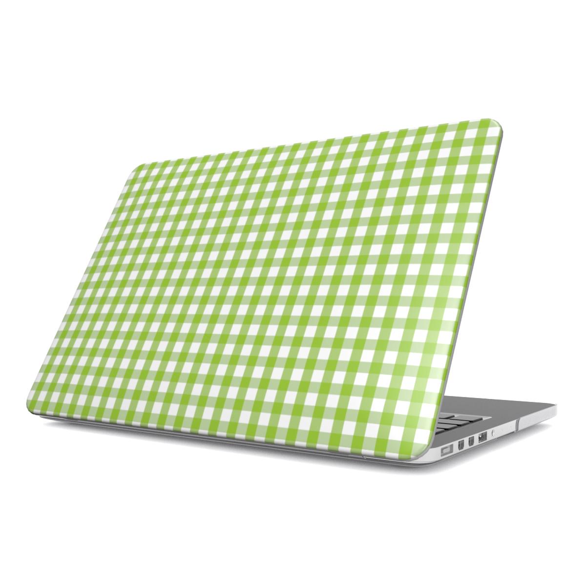 Light Green Gingham MacBook Case, 3D product render