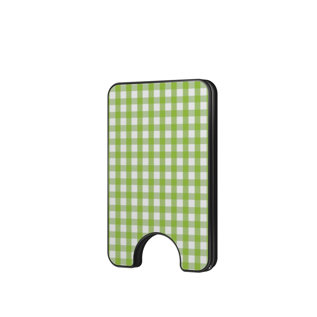 Light Green Gingham Magnetic Wallet, 3D product render
