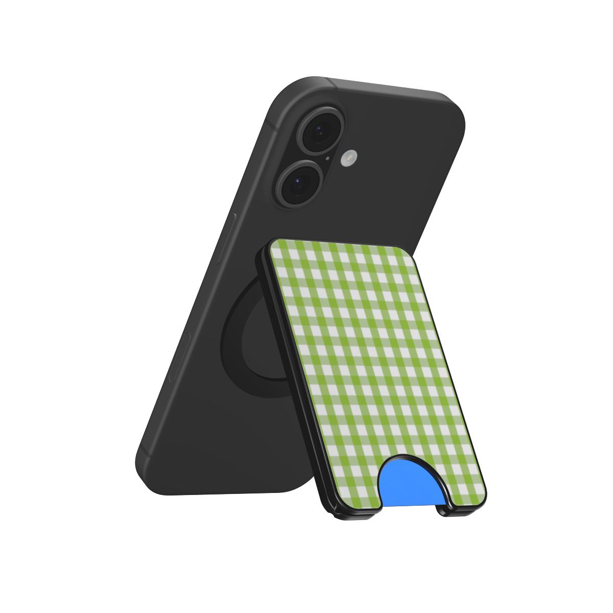Light Green Gingham Magnetic Wallet, 3D product render
